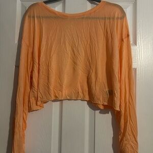 SHEIN Vibrant Orange Long Sleeve Crop Top